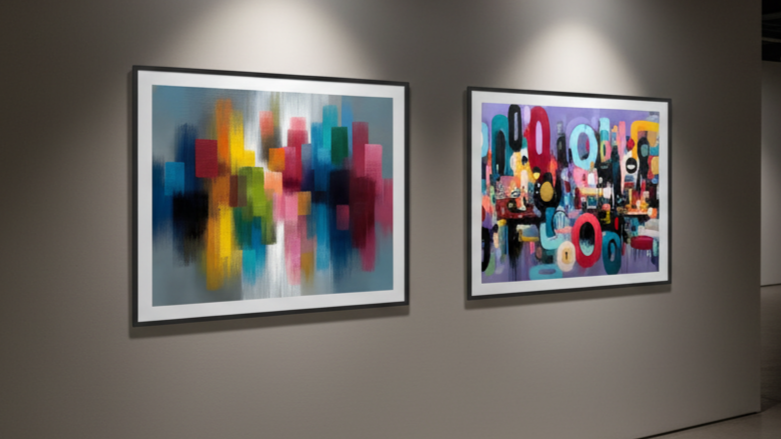 Modern abstract wall art in stylish interior